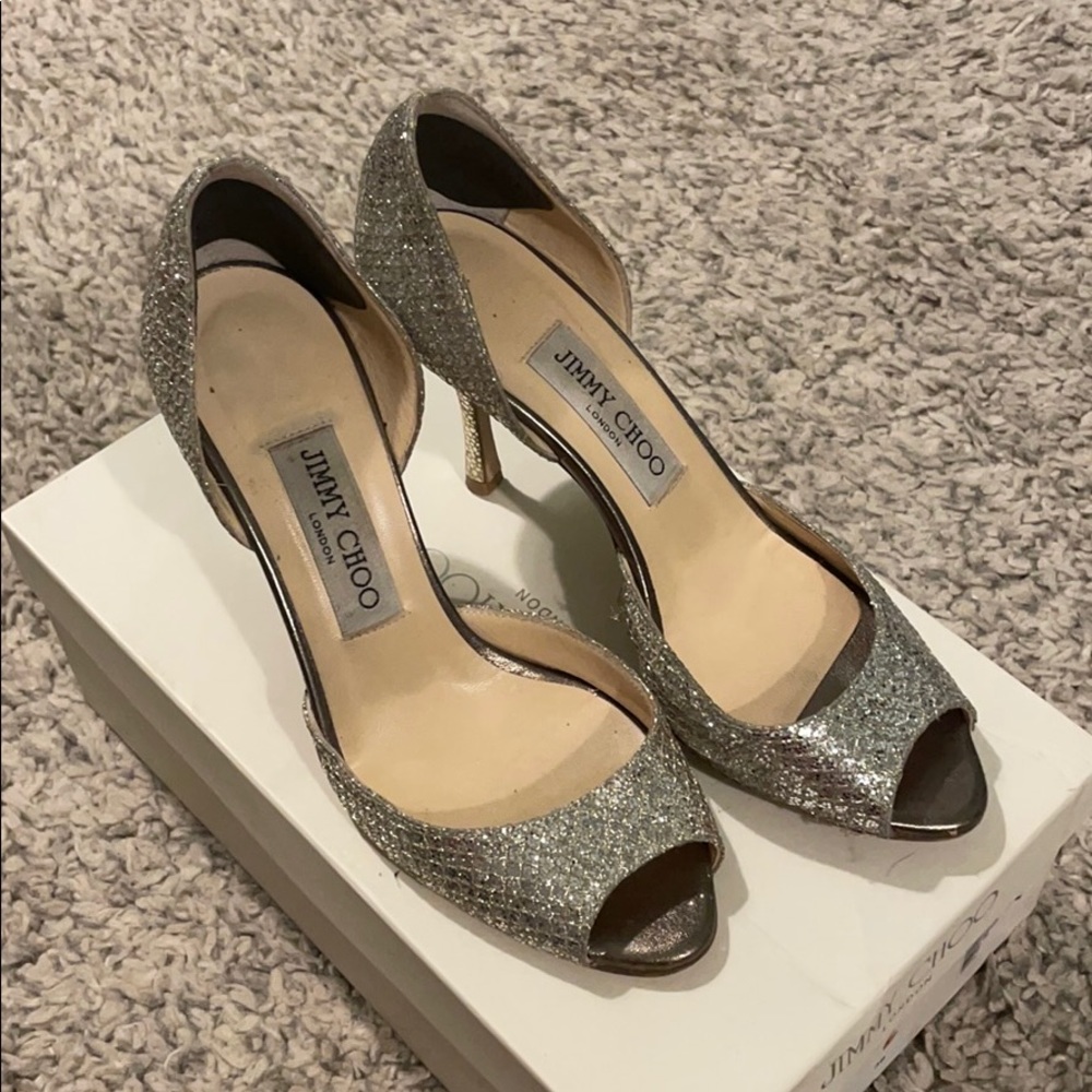 Jimmy Choo Champagne Logan peep toe